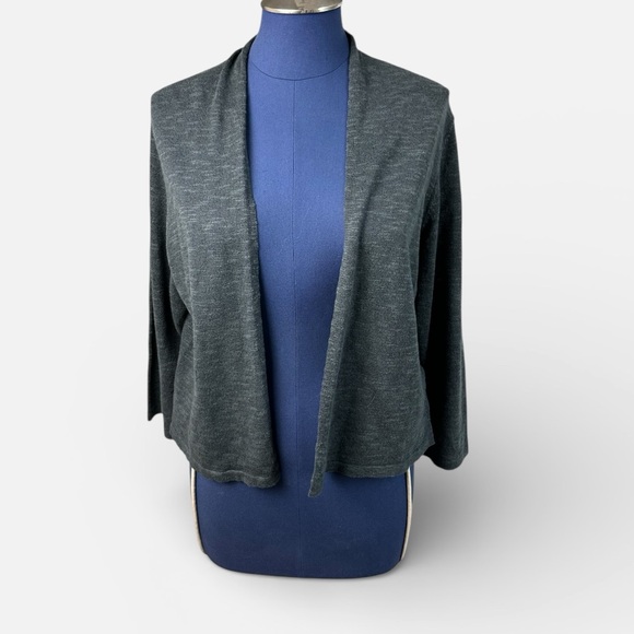 Eileen Fisher The System Organic Linen Blend Crop Open Front Cardigan NWT Large - Picture 8 of 13